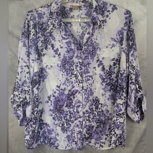 White Stag Purple and White Patterned Blouse 4X